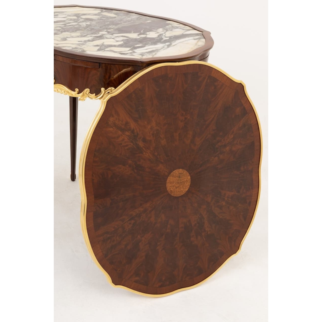 Table bouillotte de style Louis XV en bois de violette, fin XIXe siècle