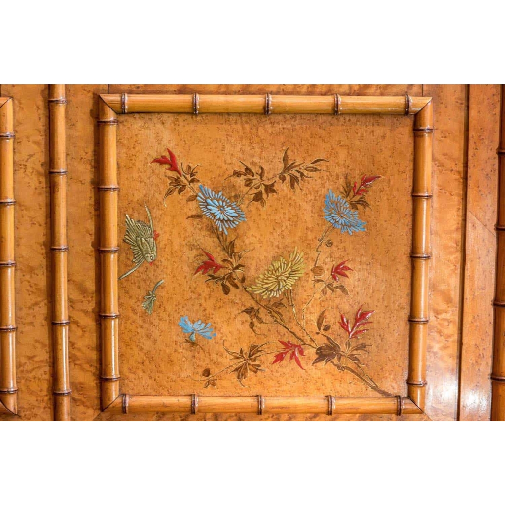 Perret et Vibert, Armoire japonisante style bambou à décor de laque, vers 1880