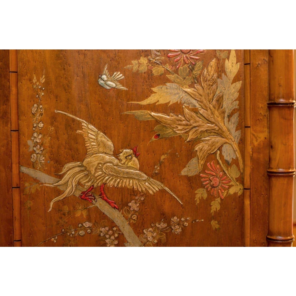 Perret et Vibert, Armoire japonisante style bambou à décor de laque, vers 1880