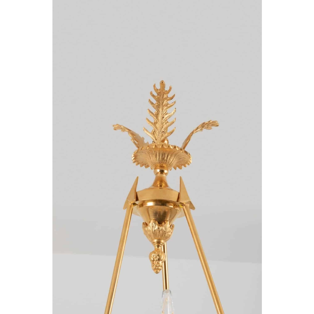 Suspension de style Empire en cristal et bronze doré, vers 1950 | Biron Suspension de style Empire en cristal et bronze doré, vers 1950