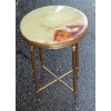 1950/70' Gueridon Laiton Galerie Ajourée Style Maison Bagués Plateau Onyx