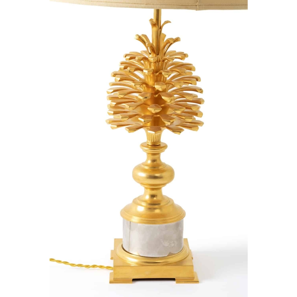 Maison Charles, Lampe « Pomme de pin » en bronze doré, années 1970