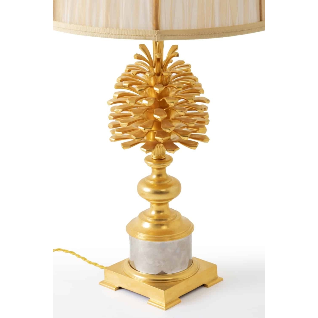 Maison Charles, Lampe « Pomme de pin » en bronze doré, années 1970