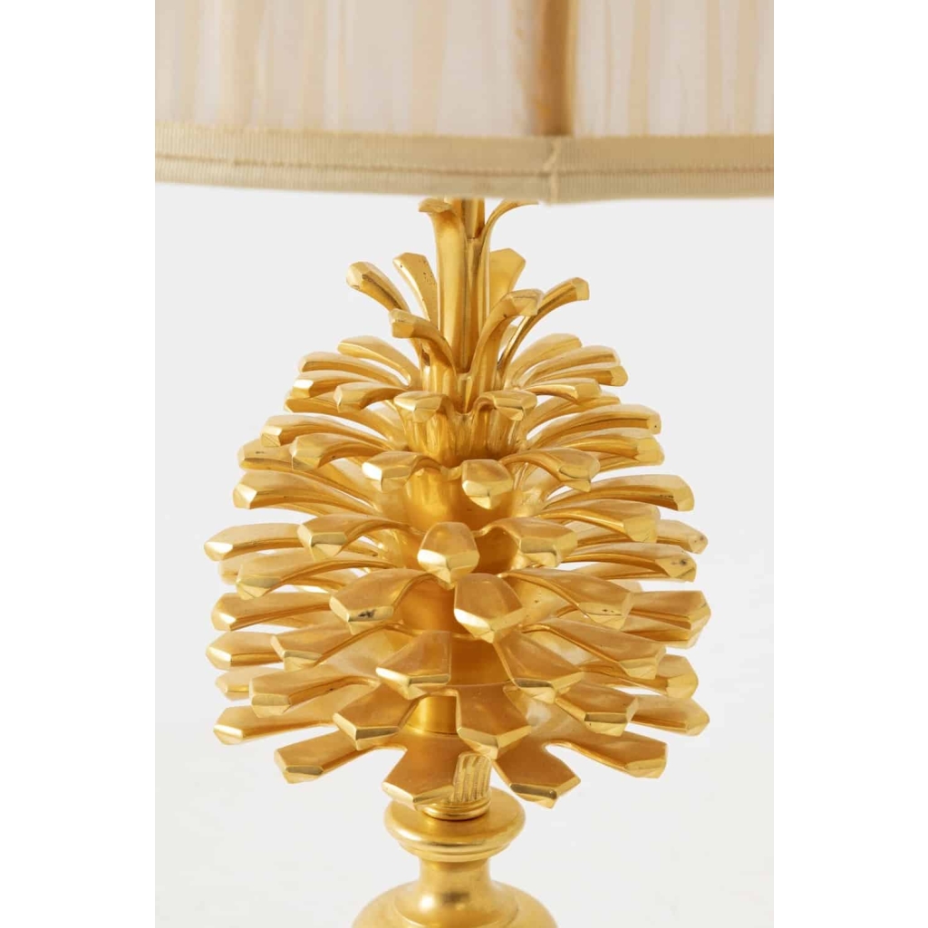 Maison Charles, Lampe « Pomme de pin » en bronze doré, années 1970