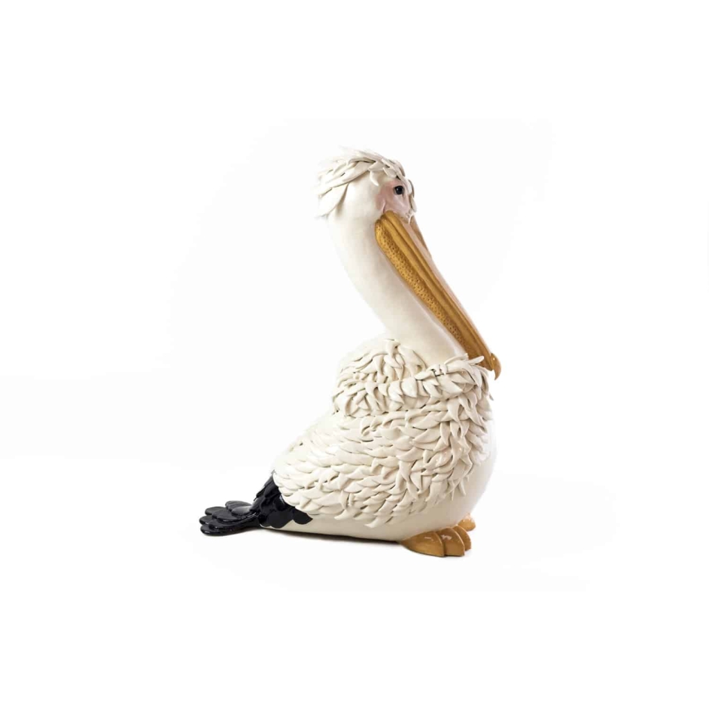 Valérie Courtet, Sculpture pélican en grès émaillé, travail contemporain | Biron Valérie Courtet, Sculpture pélican en grès émaillé, travail contemporain