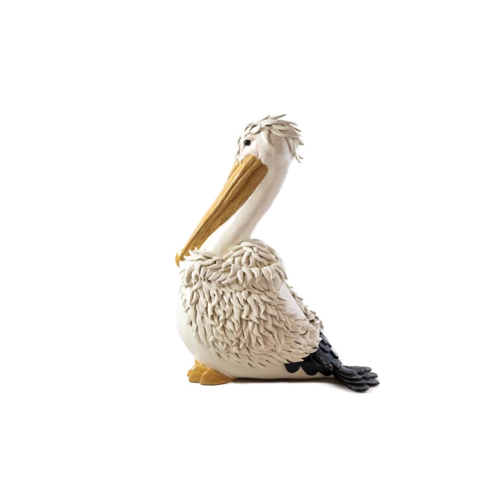 Valérie Courtet, Sculpture pélican en grès émaillé, travail contemporain | Biron Valérie Courtet, Sculpture pélican en grès émaillé, travail contemporain
