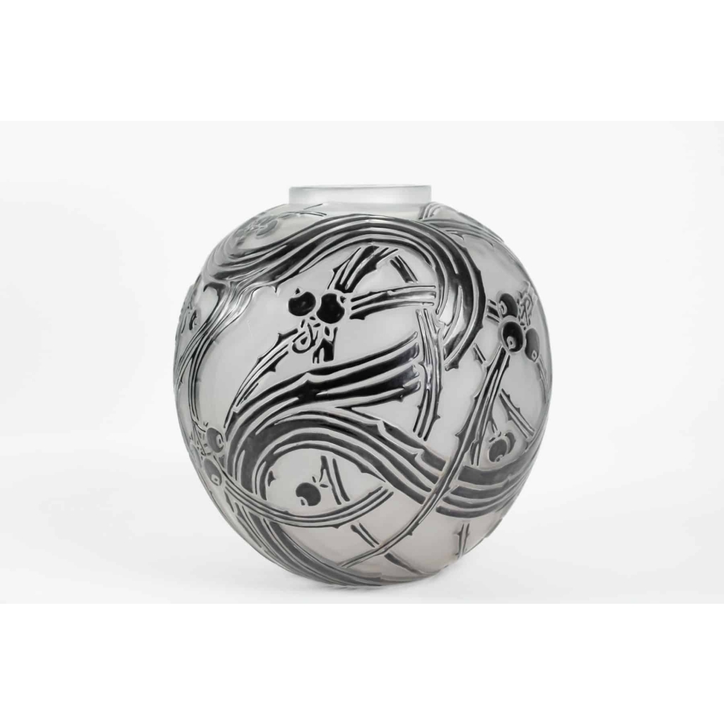 René Lalique Vase « Baies » Emaillé Noir | Biron René Lalique Vase "Baies" Emaillé Noir