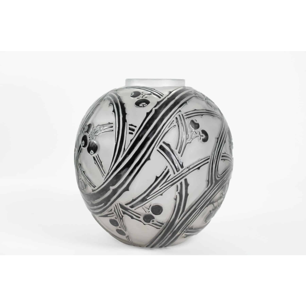 René Lalique Vase « Baies » Emaillé Noir | Biron René Lalique Vase "Baies" Emaillé Noir