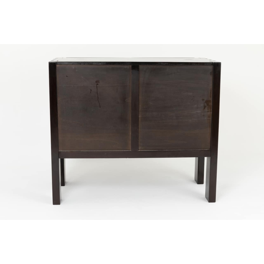 Maison Regain, Buffet en orme laqué noir à deux vantaux, années 1960 | Biron Maison Regain, Buffet en orme laqué noir à deux vantaux, années 1960