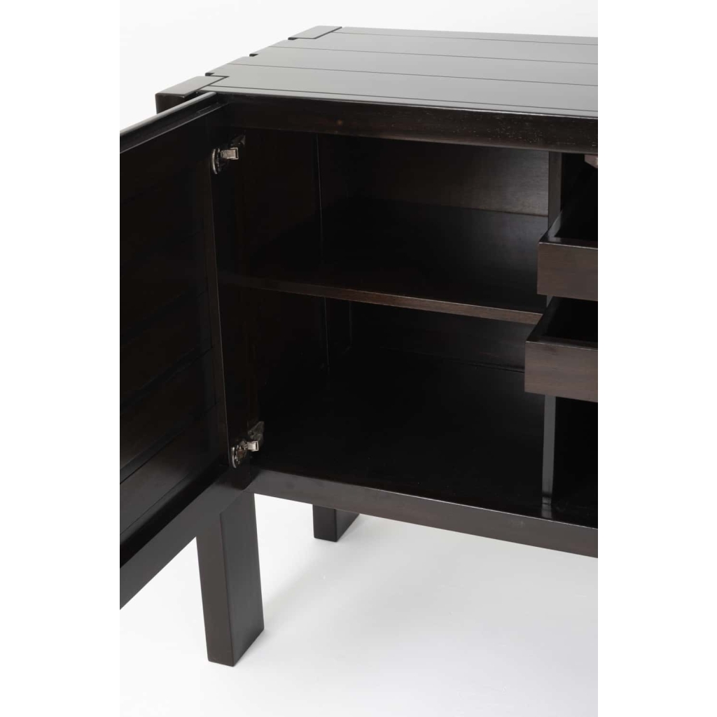 Maison Regain, Buffet en orme laqué noir à deux vantaux, années 1960 | Biron Maison Regain, Buffet en orme laqué noir à deux vantaux, années 1960