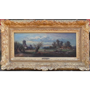 DUPRE Leon Victor Tableau 19è Ecole De Barbizon La Campagne En Ile De France Huile Signée Certificat d’authenticité | Biron ||||||||