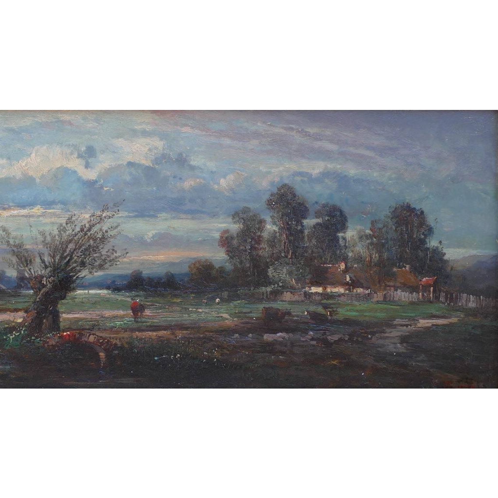 DUPRE Leon Victor Tableau 19è Ecole De Barbizon La Campagne En Ile De France Huile Signée Certificat d’authenticité | Biron DUPRE Leon Victor Tableau 19è Ecole De Barbizon La Campagne En Ile De France Huile Signée