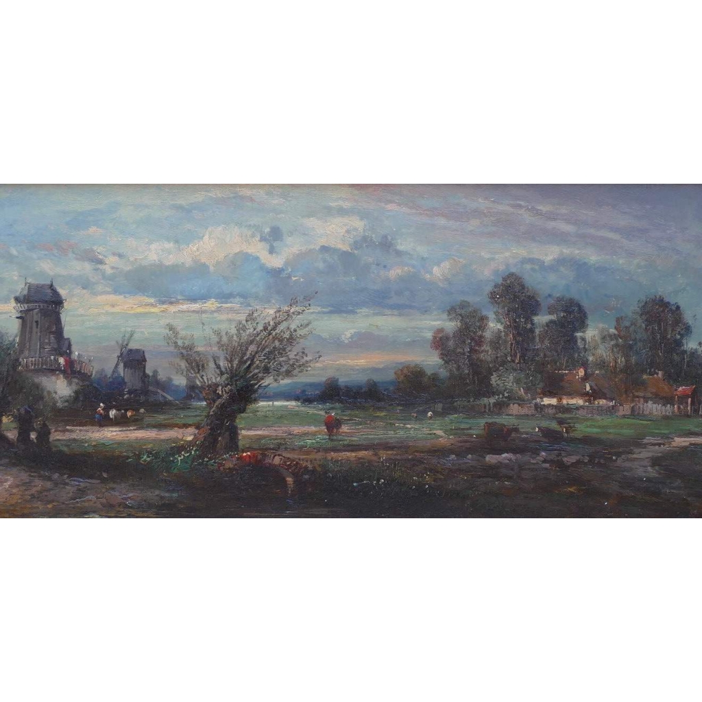 DUPRE Leon Victor Tableau 19è Ecole De Barbizon La Campagne En Ile De France Huile Signée Certificat d’authenticité | Biron DUPRE Leon Victor Tableau 19è Ecole De Barbizon La Campagne En Ile De France Huile Signée