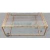 1970′ Table Basse en Fer Forgé Decor Végétal Dorée Feuilles d Or 130 X 130 cm 15