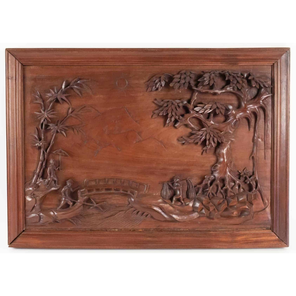 Panneau En Bois Sculpté, Chine, XXème Siècle, Décoration d’Intérieur | Biron Panneau En Bois Sculpté, Chine, XXème Siècle, Décoration d'Intérieur