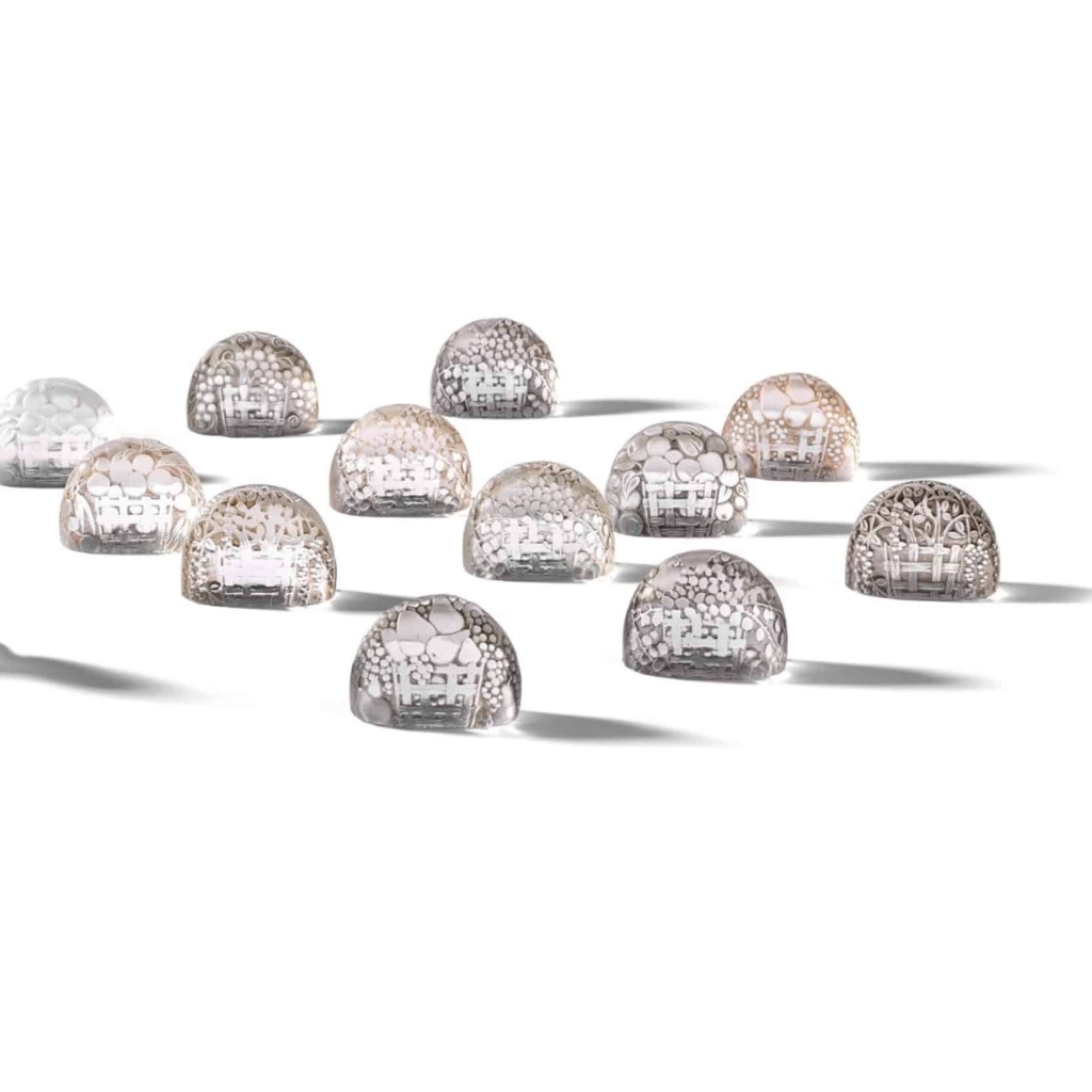 Rene Lalique 12 Portes menus « FRUIT »Set of Twelve Menu Holder | Biron ||||||