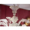 1950′ Lustre Cristal Murano 6 Branches, Coupoles a Bord Renversé | Biron 1950' Lustre Cristal Murano 6 Branches, Coupoles a Bord Renversé