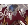 1950′ Lustre Cristal Murano 6 Branches, Coupoles a Bord Renversé | Biron 1950' Lustre Cristal Murano 6 Branches, Coupoles a Bord Renversé