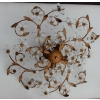1970′ Plafonnier ou Applique à Décor de Fleurs et Feuilles en Métal Doré Style Maison Bagués Feuilles en Verre | Biron 1970' Plafonnier ou Applique à Décor de Fleurs et Feuilles en Métal Doré Style Maison Bagués Feuilles en Verre