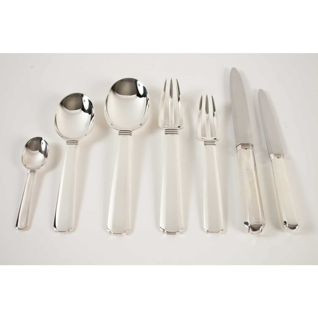Jean Puiforcat « Bayonne » Flatware , circa 1924 :92 pieces | Biron Jean Puiforcat "Bayonne" Flatware , circa 1924 :92 pieces