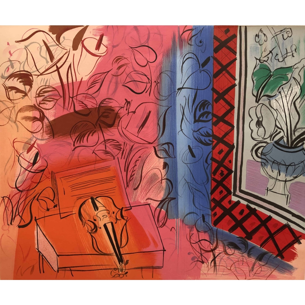 DUFY Raoul Lithographie en couleurs » Le violon et le piano « | Biron |||