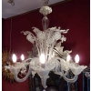1950′ Lustre Cristal Murano 6 Branches Coupoles a Bord Montant | Biron ||||||||