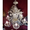 1950′ Lustre Cristal Murano 6 Branches Coupoles a Bord Montant | Biron 1950' Lustre Cristal Murano 6 Branches Coupoles a Bord Montant