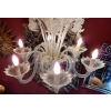 1950′ Lustre Cristal Murano 6 Branches Coupoles a Bord Montant | Biron 1950' Lustre Cristal Murano 6 Branches Coupoles a Bord Montant
