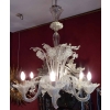 1950′ Lustre Cristal Murano 6 Branches Coupoles a Bord Montant | Biron 1950' Lustre Cristal Murano 6 Branches Coupoles a Bord Montant