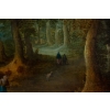 Personnages dans un sous-bois école flamande peinture XVIIème siècle