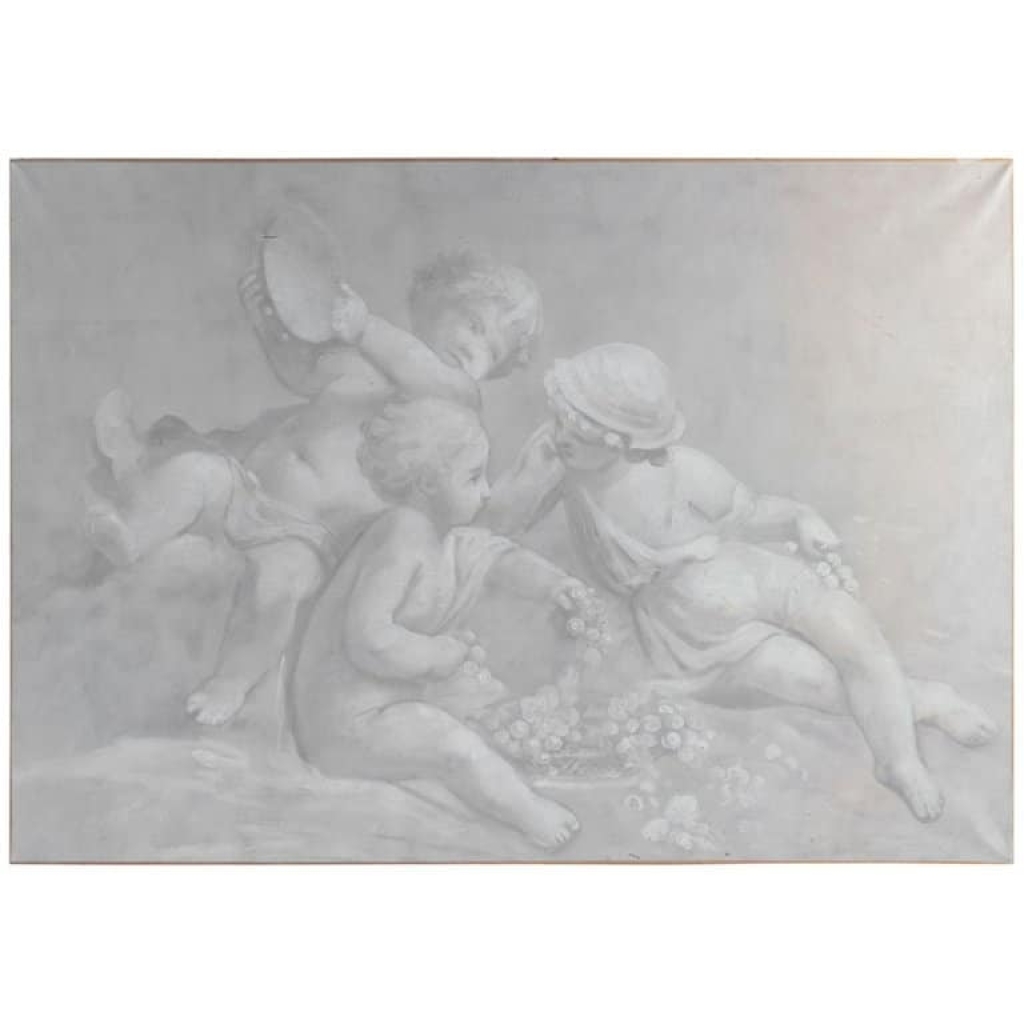 Suite De 3 Grisailles, 1880-1890 Sur Toile, Epoque Napoléon III, Décoration Intérieur | Biron |||||||||||||||||||