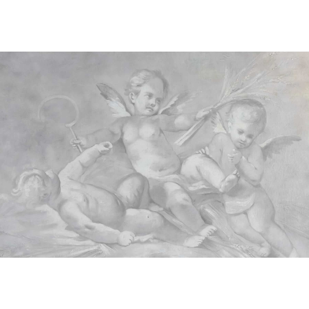 Suite De 3 Grisailles, 1880-1890 Sur Toile, Epoque Napoléon III, Décoration Intérieur | Biron Suite De 3 Grisailles, 1880-1890 Sur Toile, Epoque Napoléon III, Décoration Intérieur