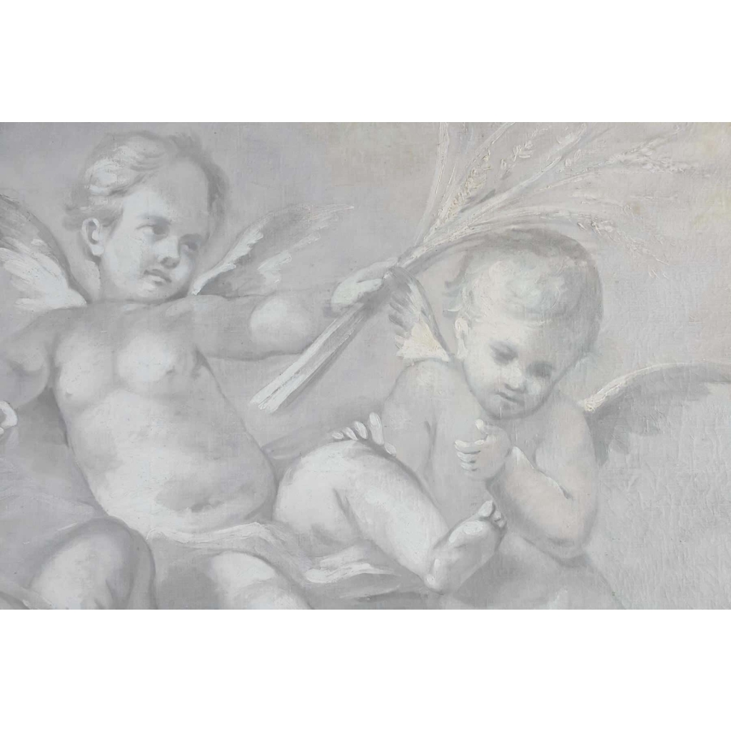 Suite De 3 Grisailles, 1880-1890 Sur Toile, Epoque Napoléon III, Décoration Intérieur | Biron Suite De 3 Grisailles, 1880-1890 Sur Toile, Epoque Napoléon III, Décoration Intérieur