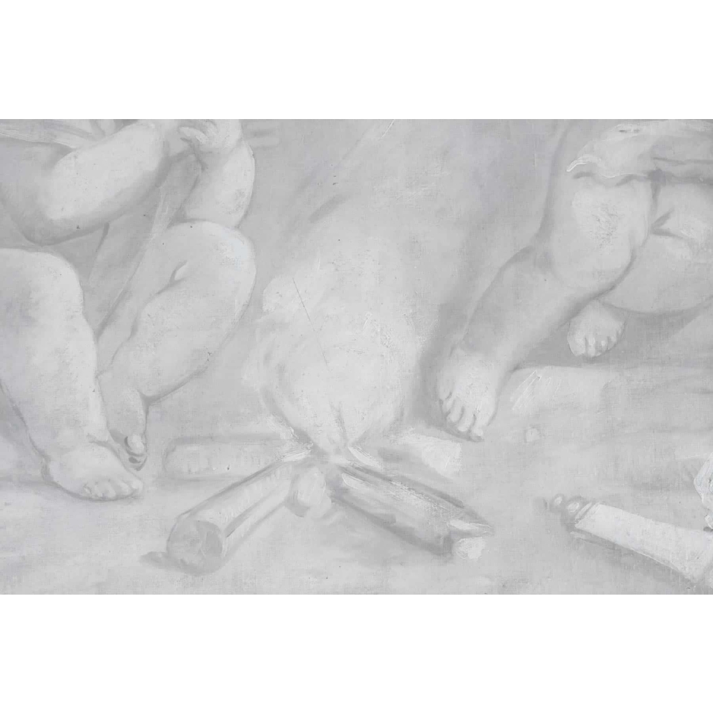 Suite De 3 Grisailles, 1880-1890 Sur Toile, Epoque Napoléon III, Décoration Intérieur | Biron Suite De 3 Grisailles, 1880-1890 Sur Toile, Epoque Napoléon III, Décoration Intérieur