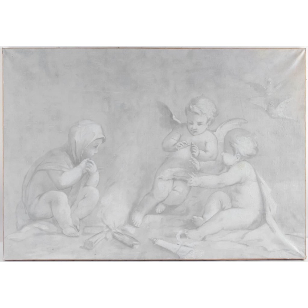 Suite De 3 Grisailles, 1880-1890 Sur Toile, Epoque Napoléon III, Décoration Intérieur | Biron Suite De 3 Grisailles, 1880-1890 Sur Toile, Epoque Napoléon III, Décoration Intérieur