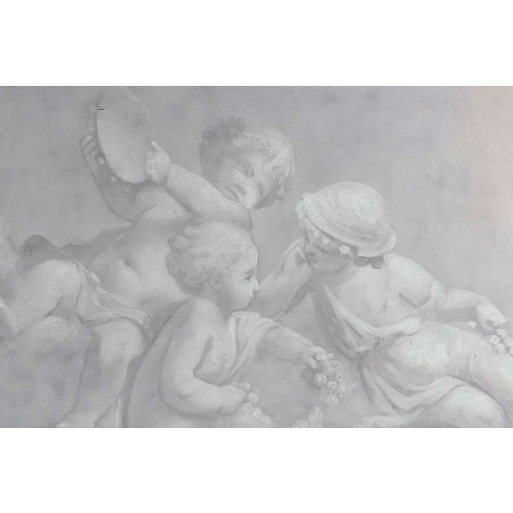 Suite De 3 Grisailles, 1880-1890 Sur Toile, Epoque Napoléon III, Décoration Intérieur | Biron Suite De 3 Grisailles, 1880-1890 Sur Toile, Epoque Napoléon III, Décoration Intérieur