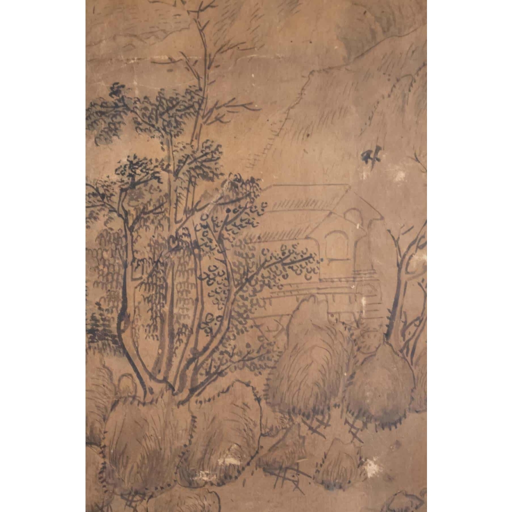 Dessin, Chine, XIXème Siècle Sur Papier Marouflé, Art Asie | Biron Dessin, Chine, XIXème Siècle Sur Papier Marouflé, Art Asie
