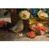 Eugène Henri Cauchois (1850 – 1911) : Panier de fleurs. | Biron Eugène Henri Cauchois (1850 - 1911) : Panier de fleurs.