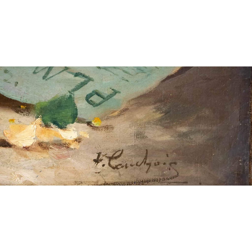 Eugène Henri Cauchois (1850 – 1911) : Panier de fleurs. | Biron Eugène Henri Cauchois (1850 - 1911) : Panier de fleurs.