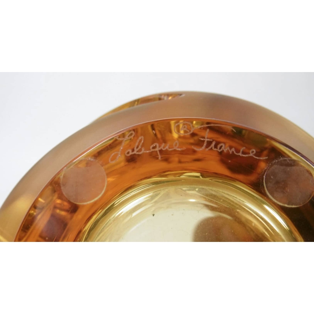 Lalique France : Vase « Tourbillon »Ambre | Biron Lalique France : Vase "Tourbillon"Ambre