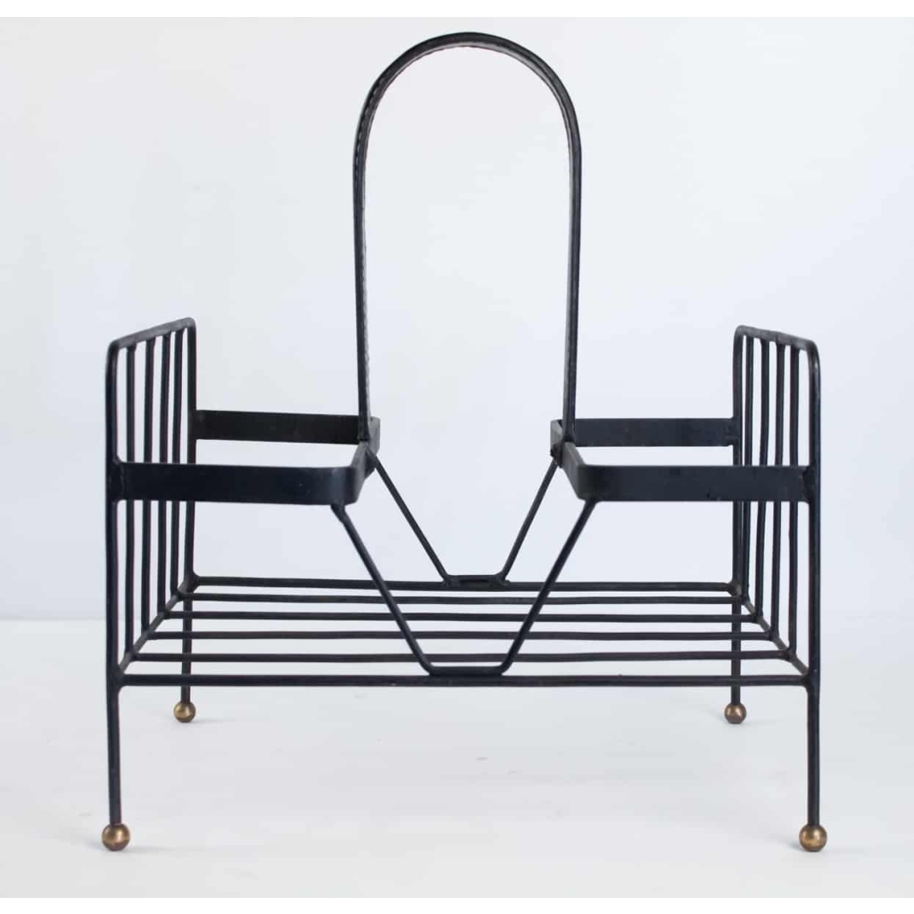 Porte Journaux De Jacques Adnet, Cuir Et Acier | Biron ||||