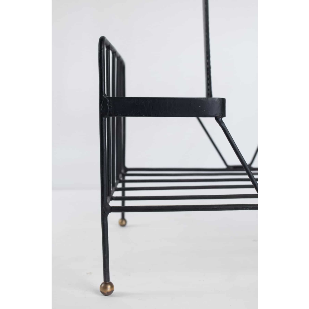Porte Journaux De Jacques Adnet, Cuir Et Acier | Biron Porte Journaux De Jacques Adnet, Cuir Et Acier