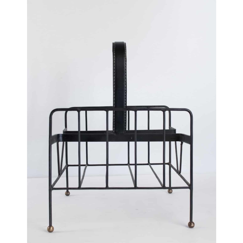Porte Journaux De Jacques Adnet, Cuir Et Acier | Biron Porte Journaux De Jacques Adnet, Cuir Et Acier