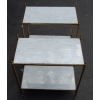 1950/70' Paire d'Etagères en Laiton à 2 Niveaux Maison Bagués Plateaux Marbre Blanc Veiné 33 X 61 cm