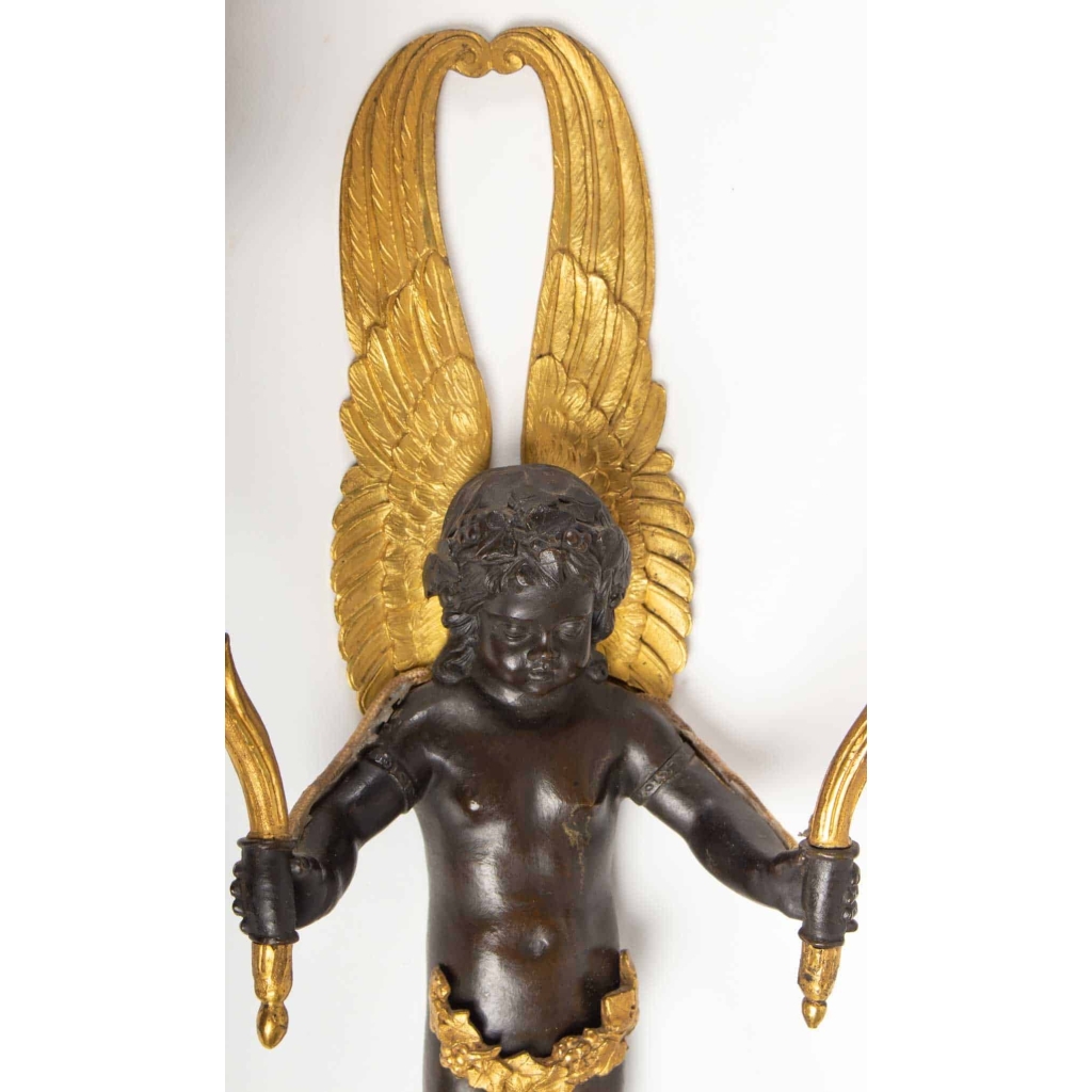 Paire d’Appliques Empire Aux Angelots | Biron Paire d'Appliques Empire Aux Angelots