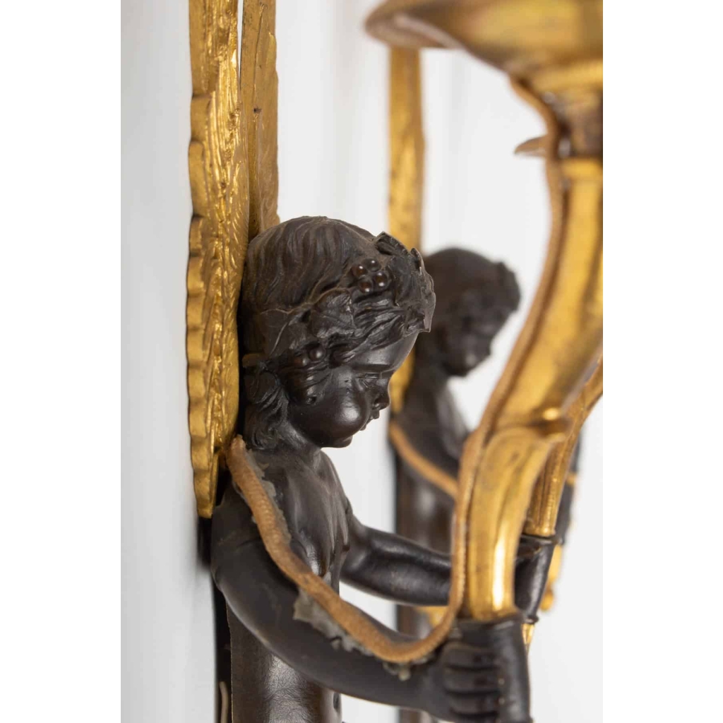 Paire d’Appliques Empire Aux Angelots | Biron Paire d'Appliques Empire Aux Angelots