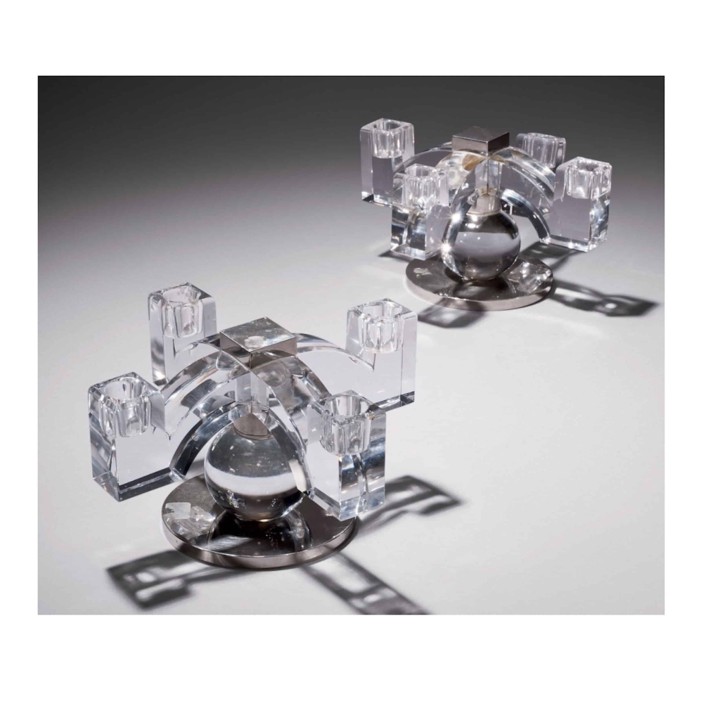 Jacques ADNET (1900-1984) & BACCARAT Paire de Candélabres | Biron |||