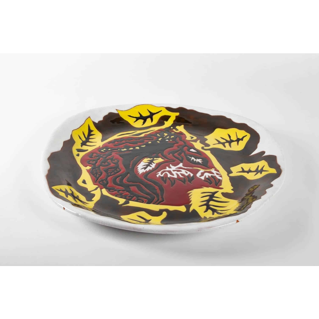 Grand plat par Jean Lurçat ( 1892 -1966) – céramique année 50 | Biron Grand plat par Jean Lurçat ( 1892 -1966) - céramique année 50