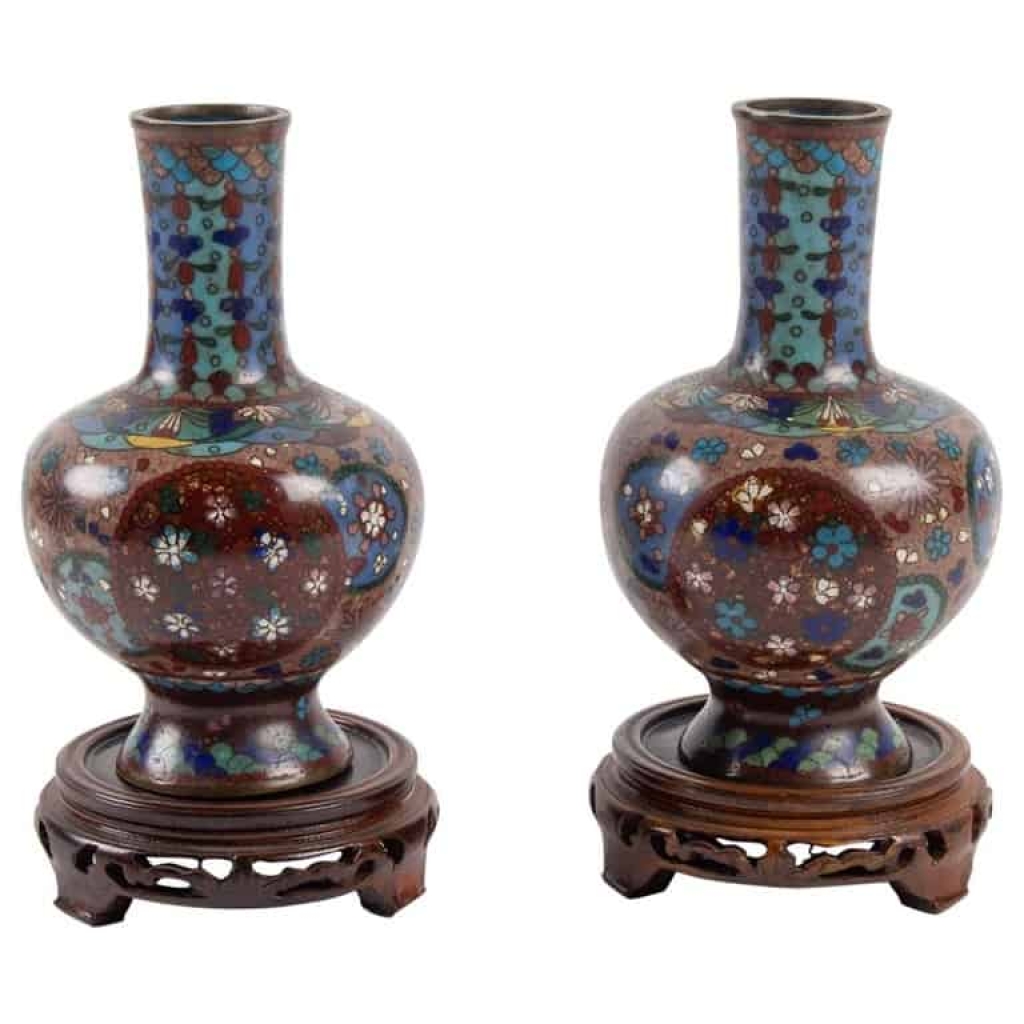 Paire De Vases En Bronze Cloisonné, Chine, XIXème Siècle | Biron ||||||||||||||