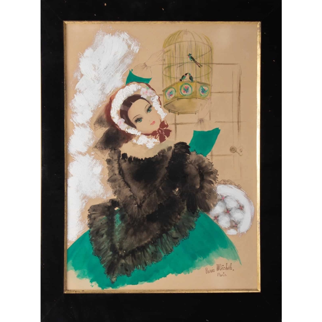 Aquarelle, Belle Epoque, 1900-1920, Signée Renée Michèle, Paris | Biron Aquarelle, Belle Epoque, 1900-1920, Signée Renée Michèle, Paris
